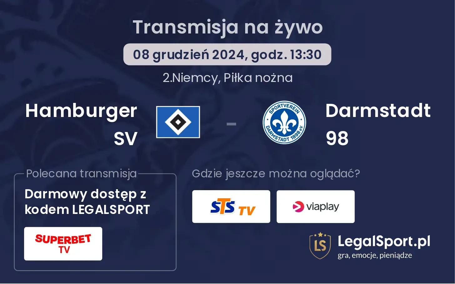 Hamburger SV - Darmstadt 98 transmisja na żywo