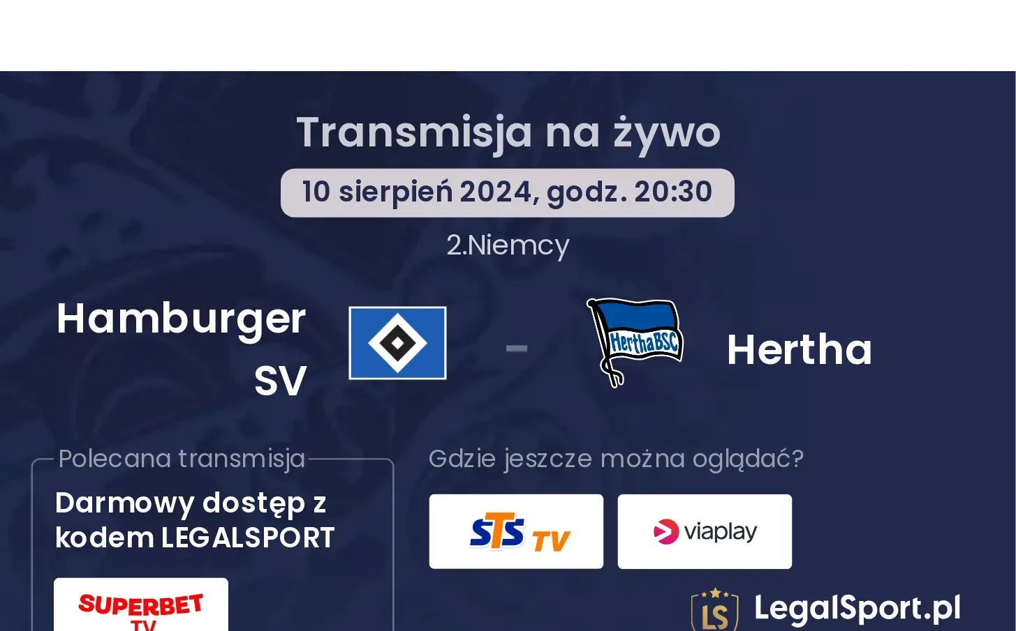 Hamburger SV - Hertha transmisja na żywo