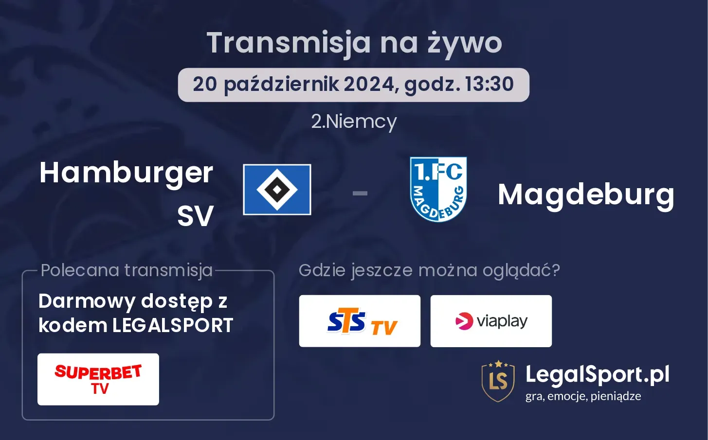 Hamburger SV - Magdeburg gdzie oglądać? 20.10, godz. 13:30