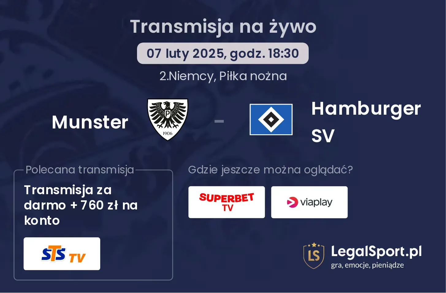 Hamburger SV - Munster gdzie oglądać? 31.08, godz. 13:00