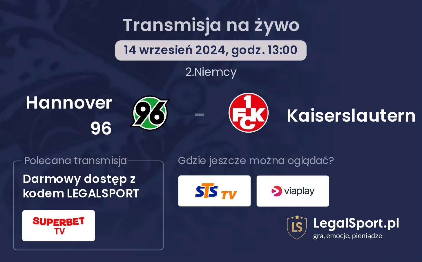 Hannover 96 - Kaiserslautern transmisja na żywo