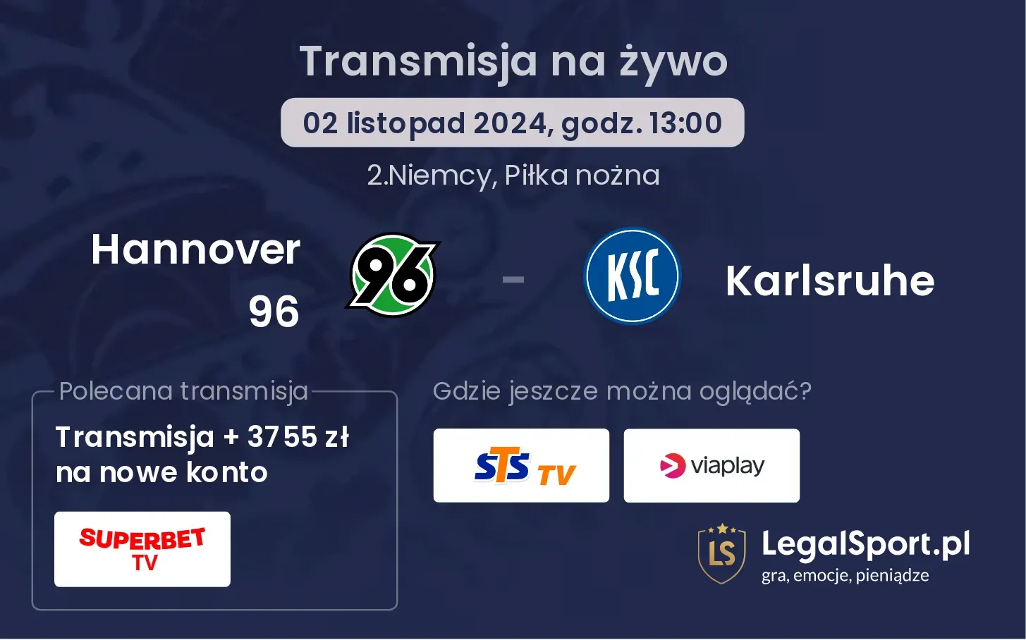 Hannover 96 - Karlsruhe gdzie oglądać? 02.11, godz. 13:00