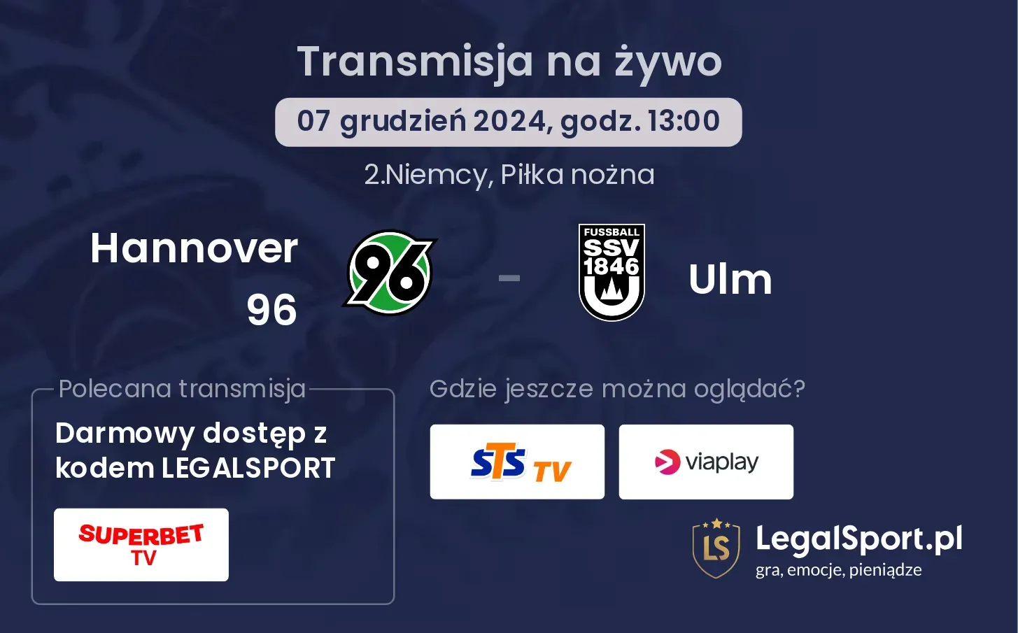 Hannover 96 - Ulm transmisja na żywo