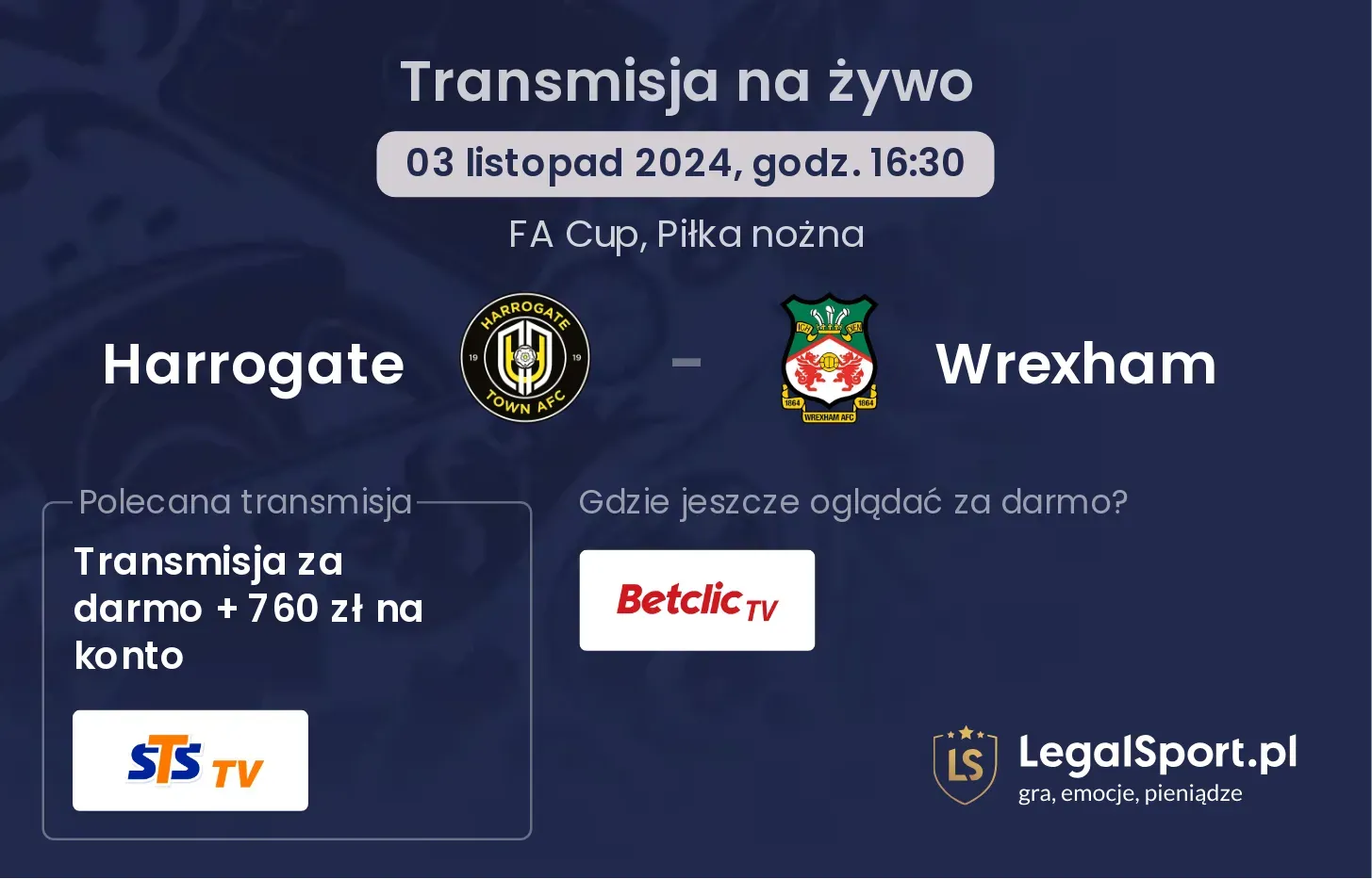 Harrogate - Wrexham transmisja na żywo