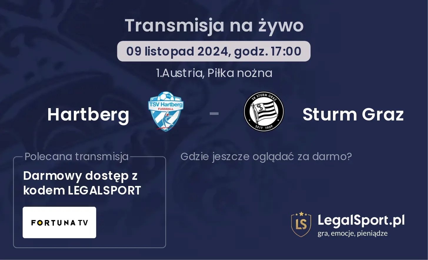 Hartberg - Sturm Graz transmisja na żywo