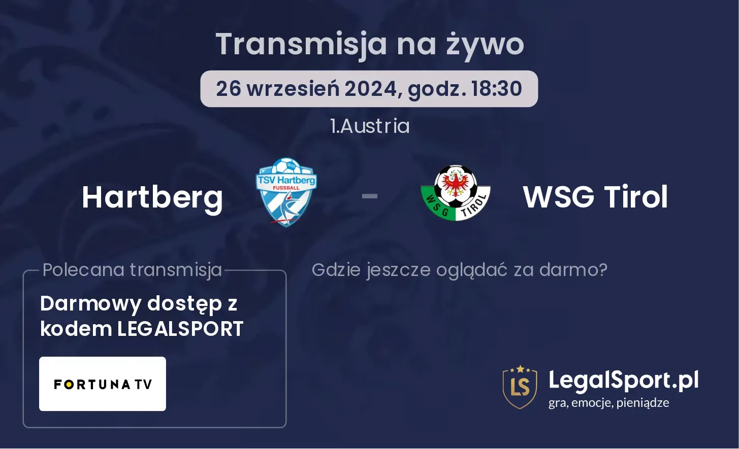 Hartberg - WSG Tirol transmisja na żywo