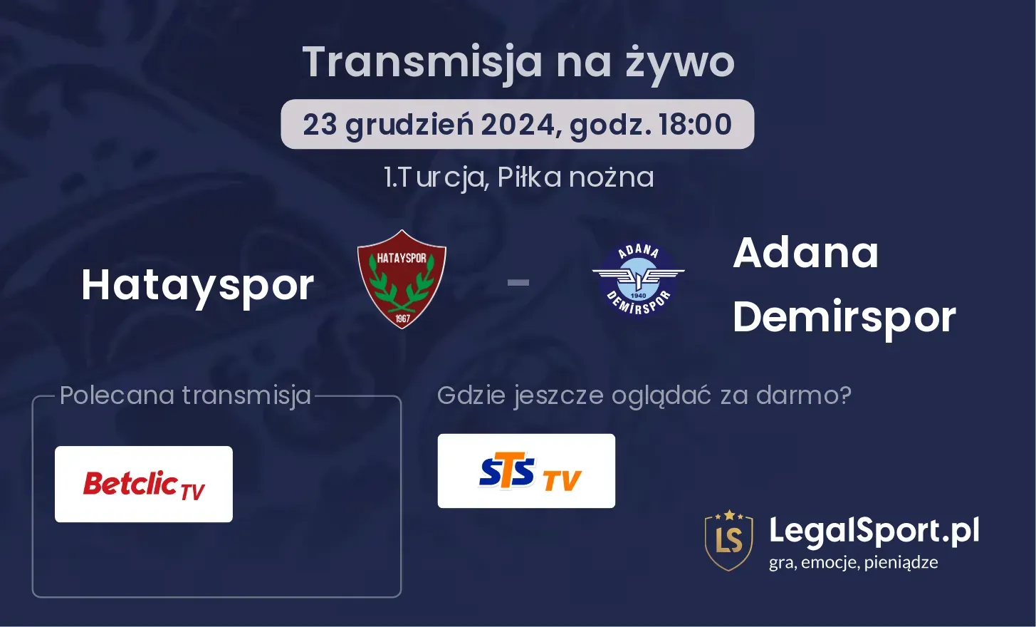 Hatayspor - Adana Demirspor transmisja na żywo