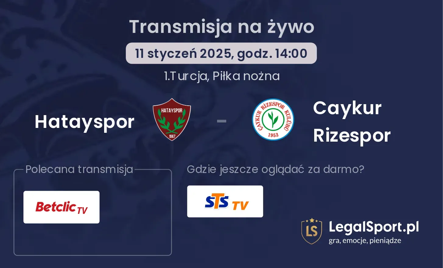 Hatayspor - Caykur Rizespor transmisja na żywo