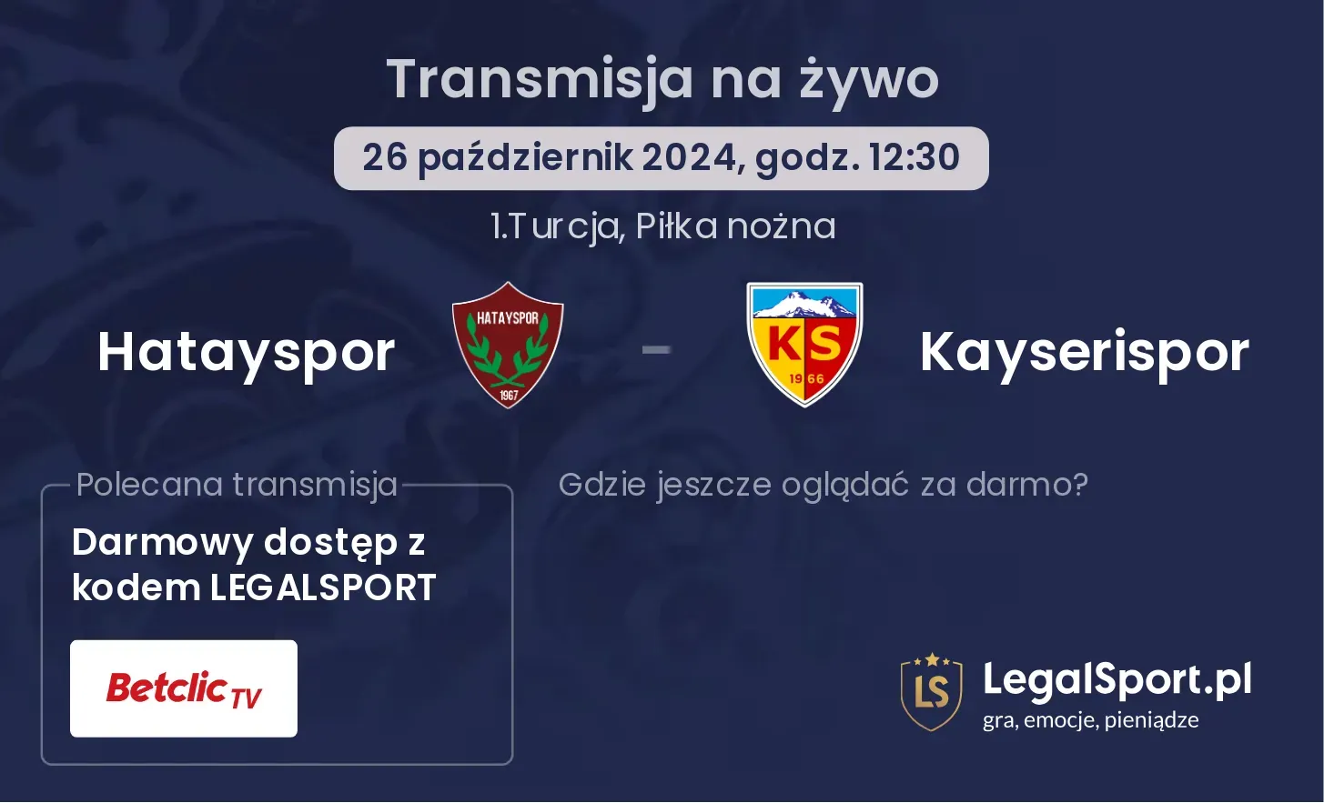 Hatayspor - Kayserispor transmisja na żywo