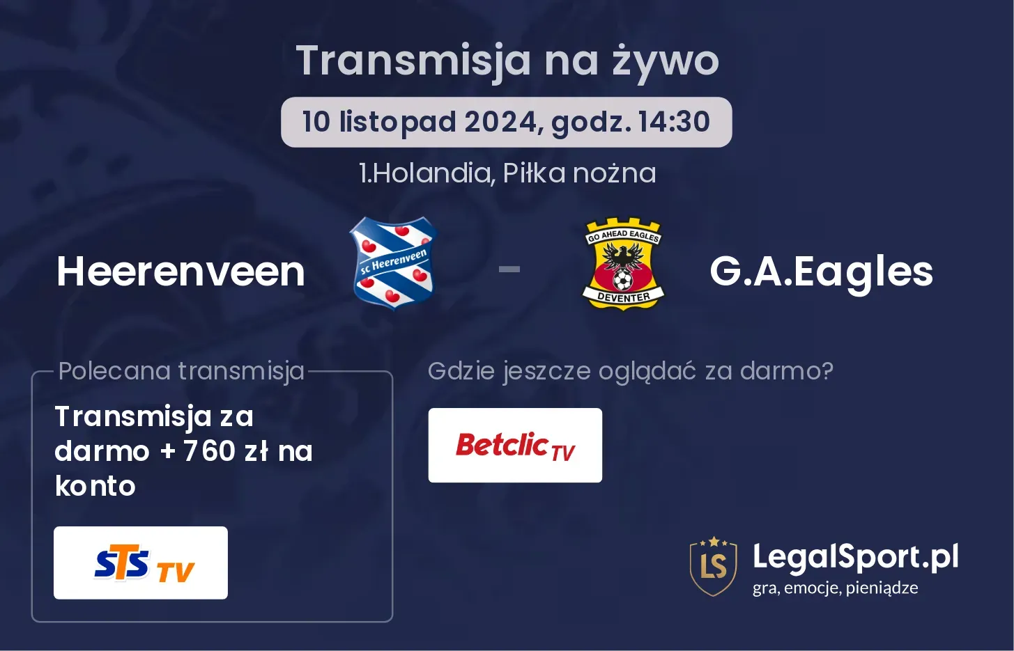 Heerenveen - G.A.Eagles transmisja na żywo