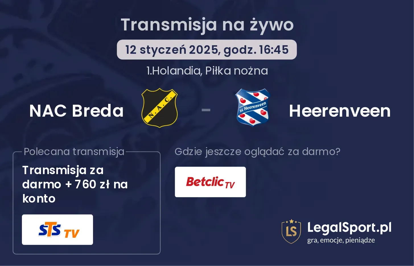 Heerenveen - NAC Breda transmisja na żywo