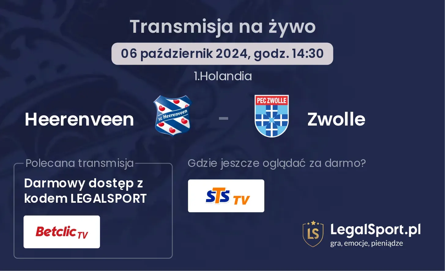 Heerenveen - Zwolle gdzie oglądać? 06.10, godz. 14:30