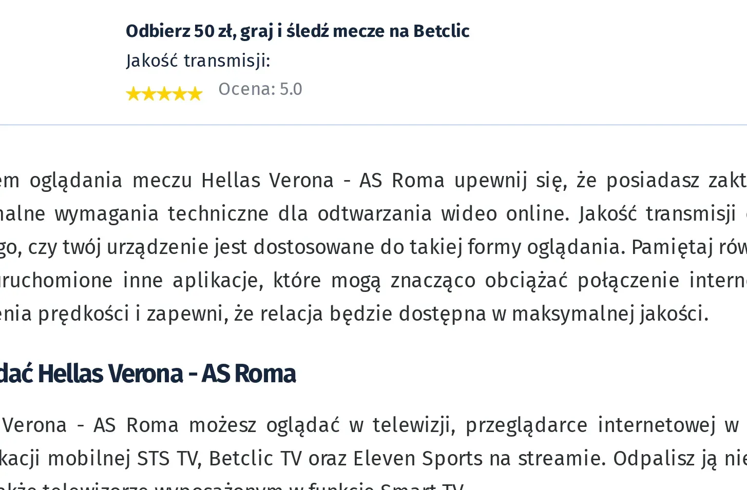 Hellas Verona - AS Roma transmisja na żywo