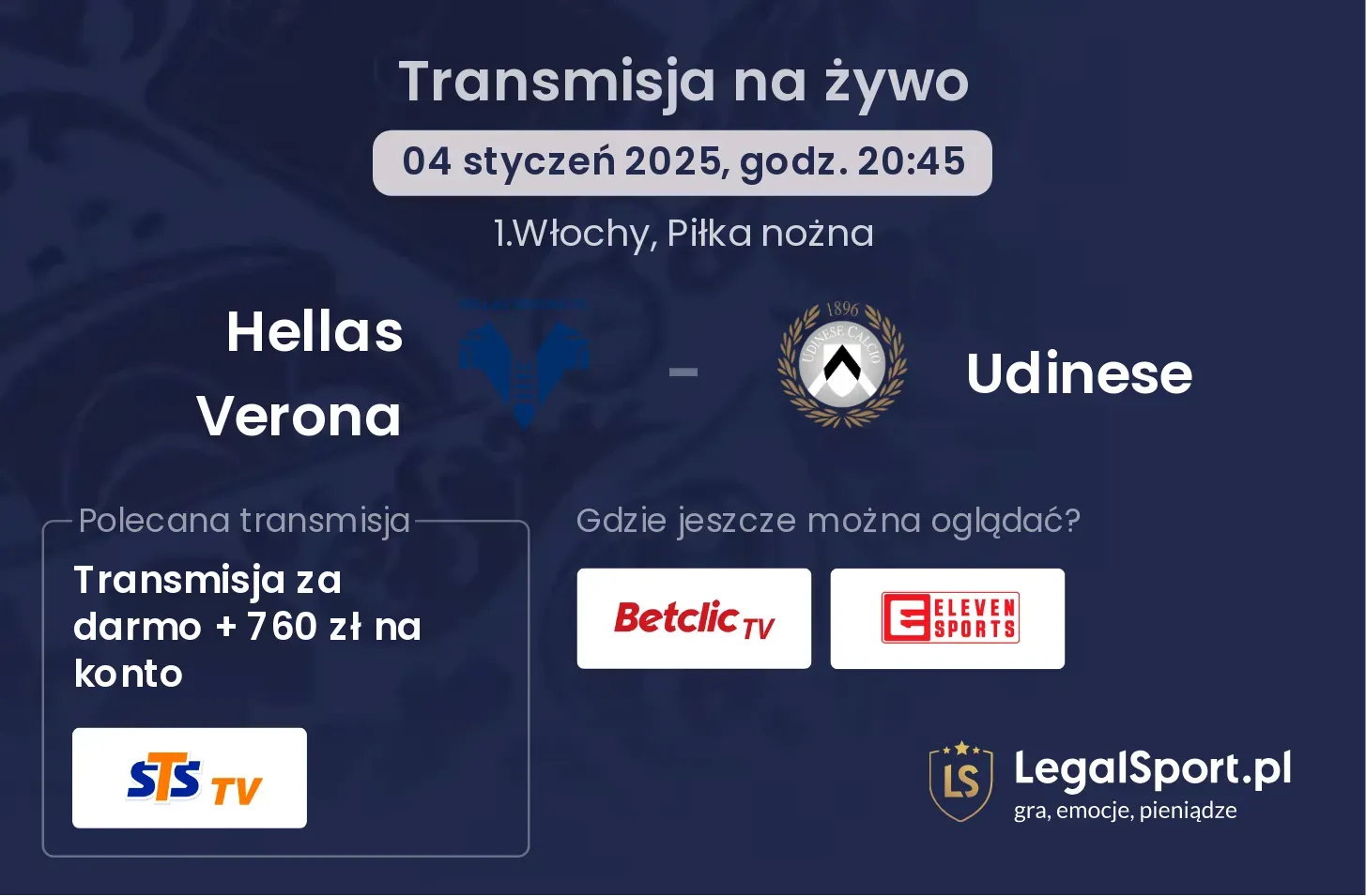 Hellas Verona - Udinese transmisja na żywo