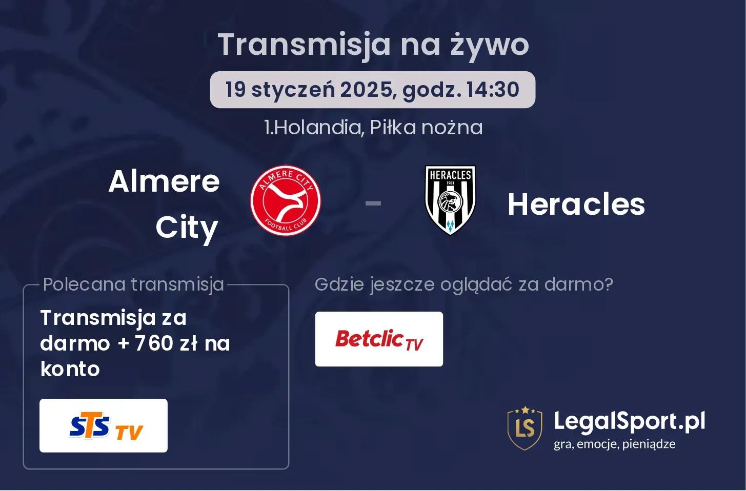 Almere City - Heracles gdzie oglądać?