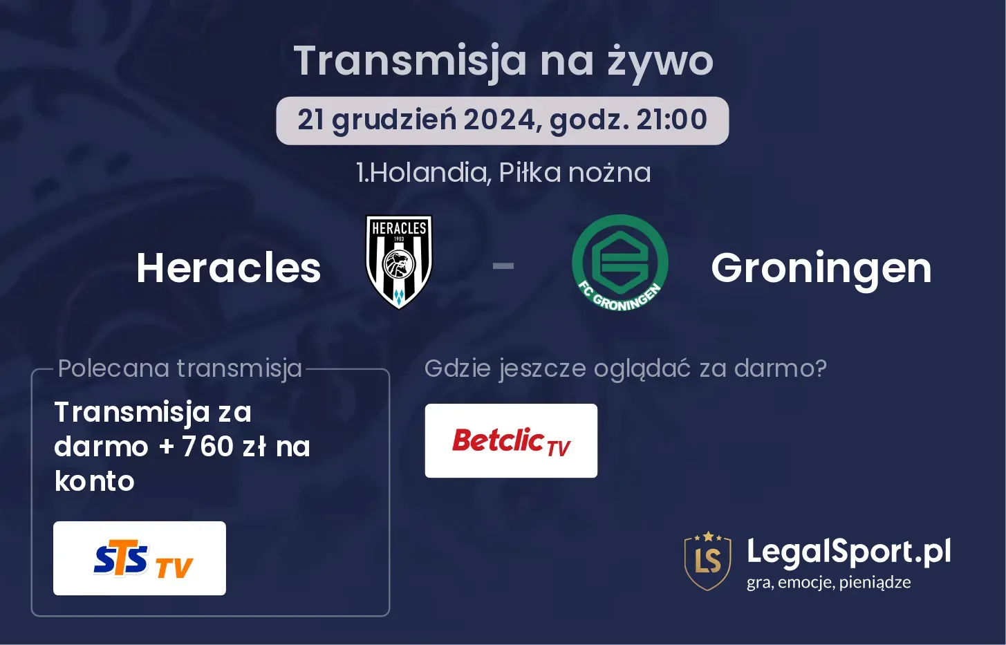 Heracles - Groningen transmisja na żywo