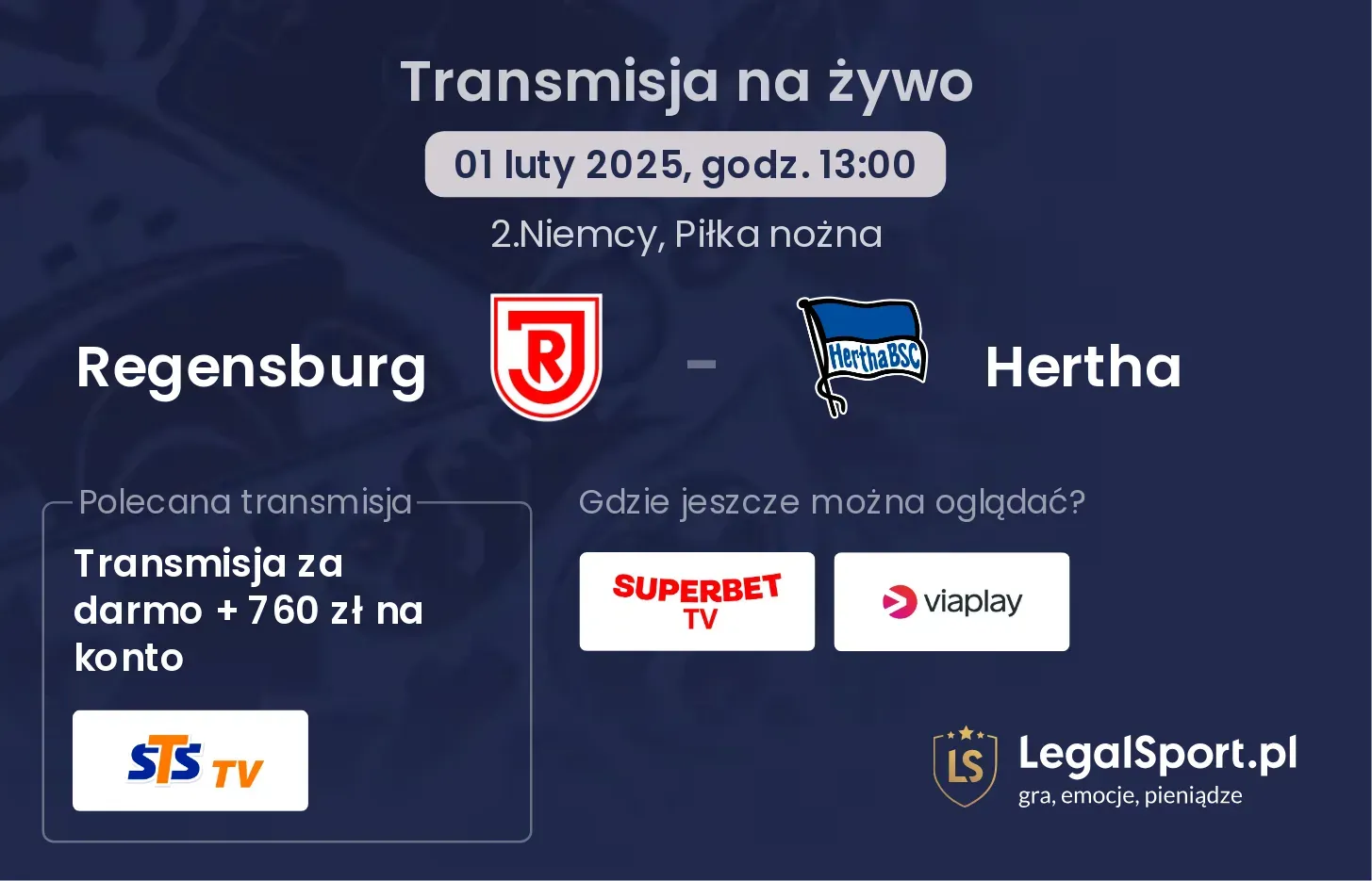 Regensburg - Hertha gdzie oglądać?