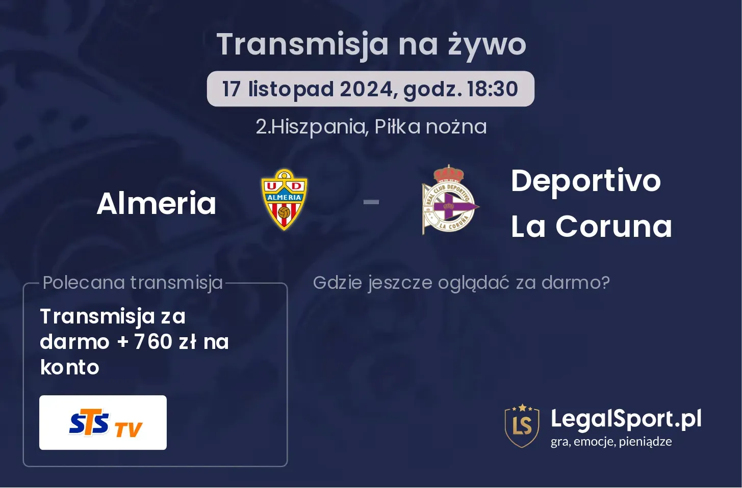 Almeria - Deportivo La Coruna transmisja na żywo