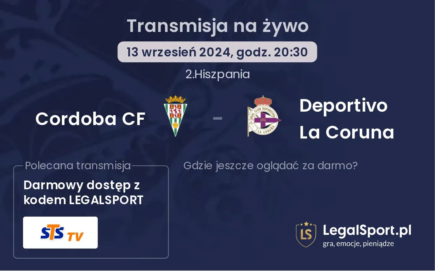 Cordoba CF - Deportivo La Coruna transmisja na żywo