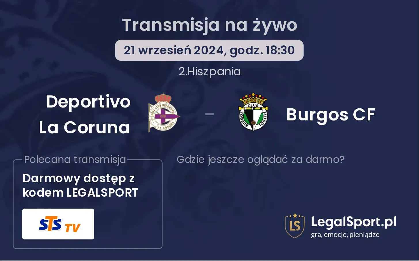 Deportivo La Coruna - Burgos CF transmisja na żywo