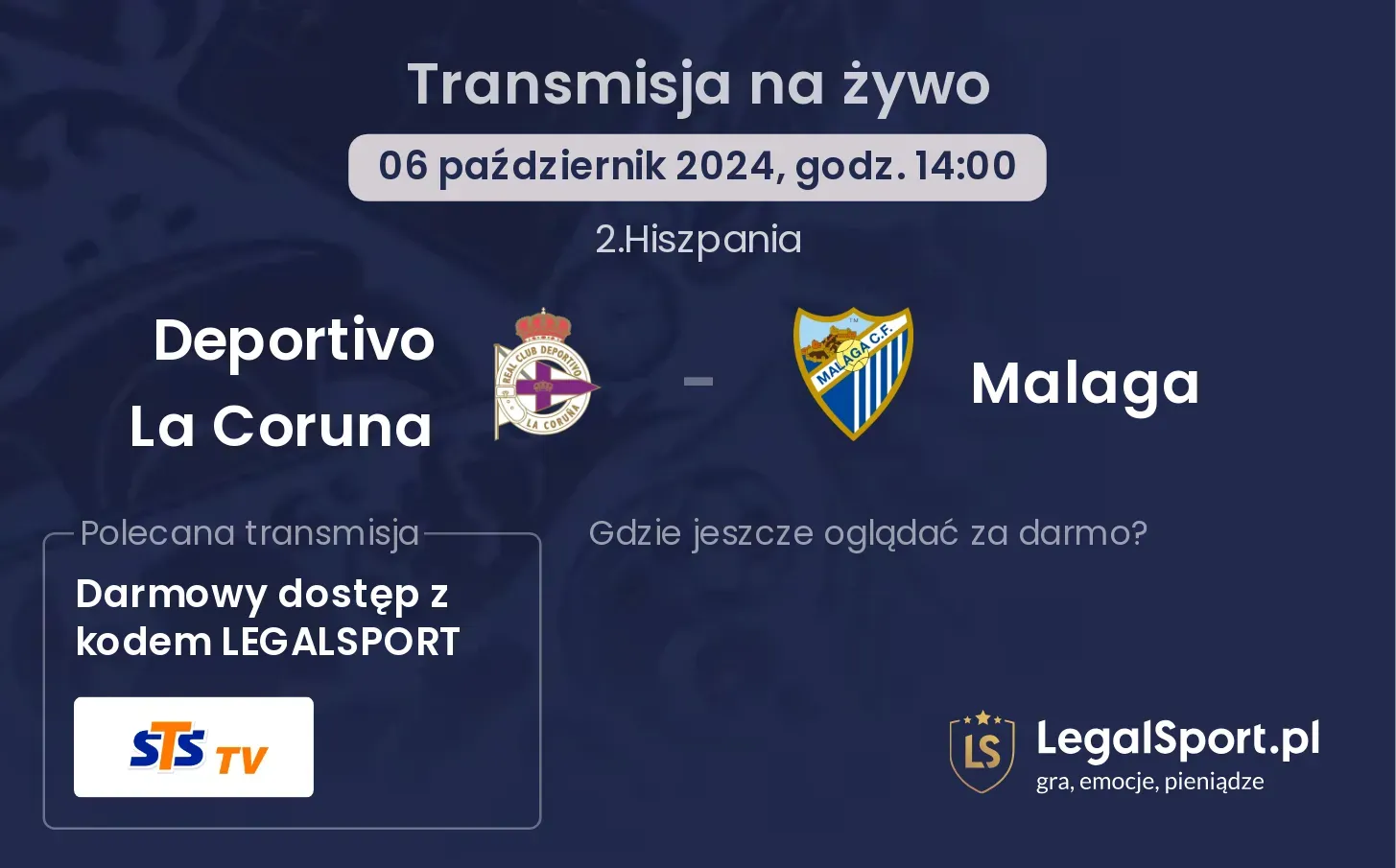 Deportivo La Coruna - Malaga transmisja na żywo