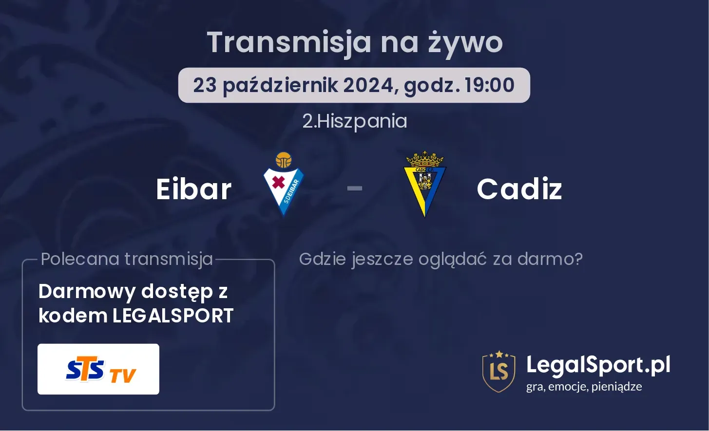 Eibar - Cadiz transmisja na żywo