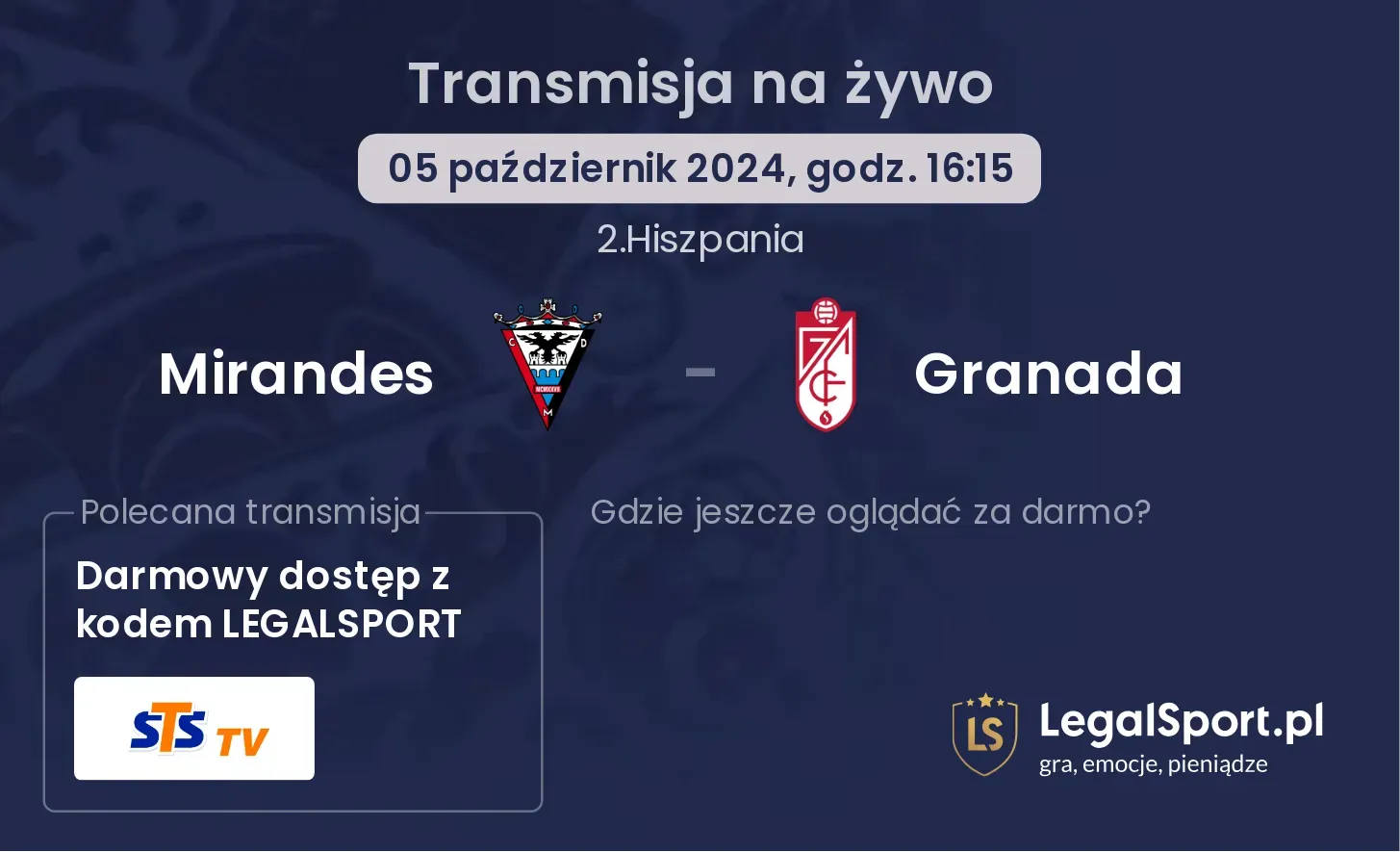 Mirandes - Granada transmisja na żywo