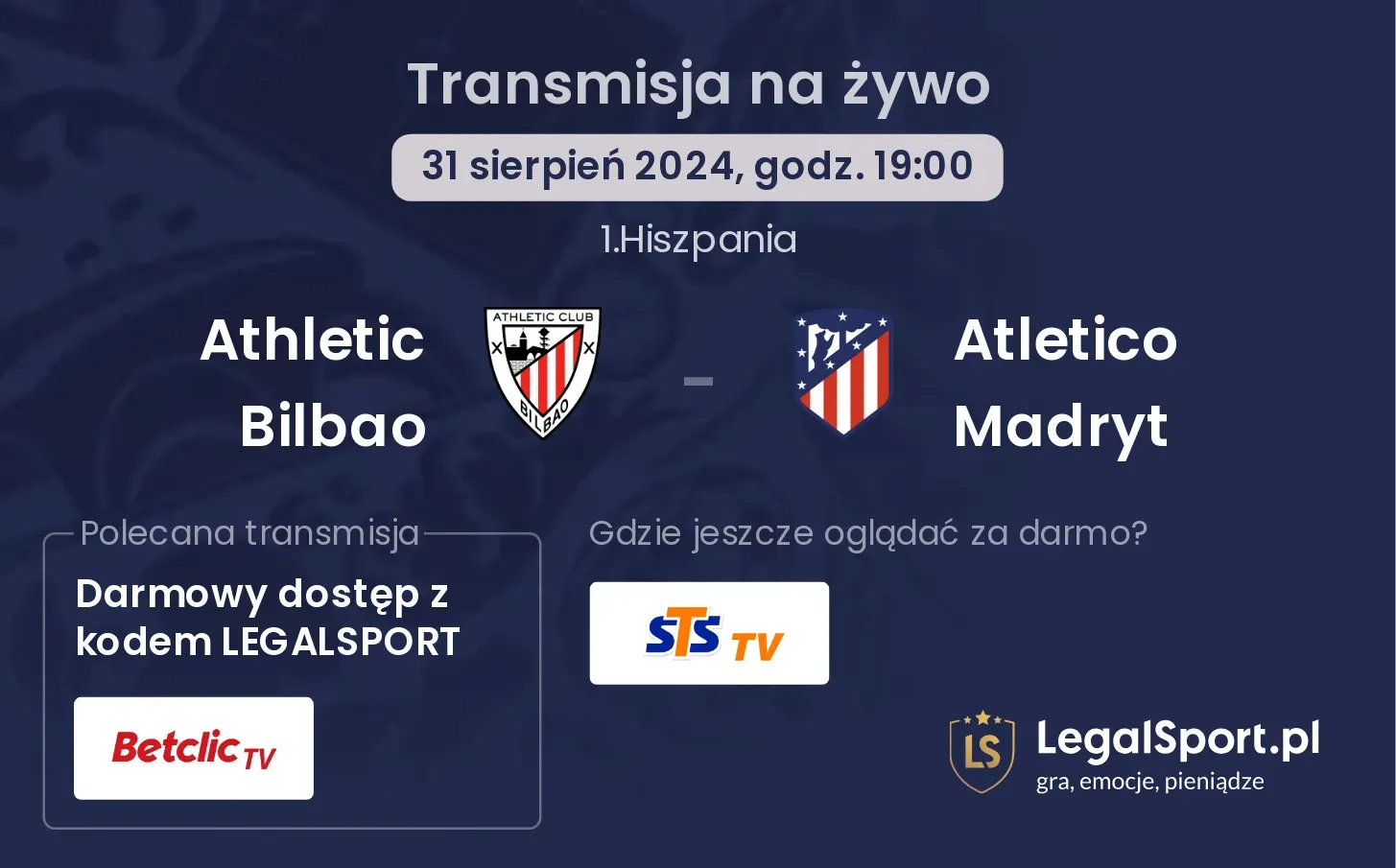 Athletic Bilbao - Atletico Madryt transmisja na żywo