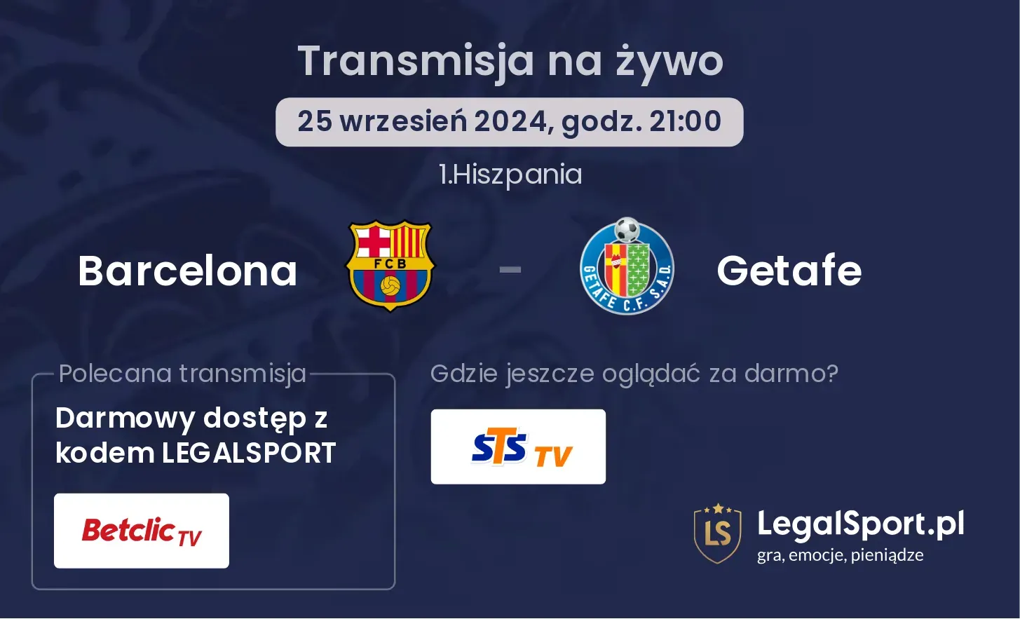 Barcelona - Getafe transmisja na żywo