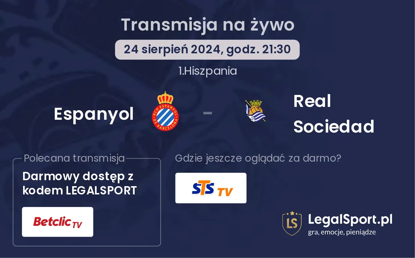 Espanyol - Real Sociedad transmisja na żywo