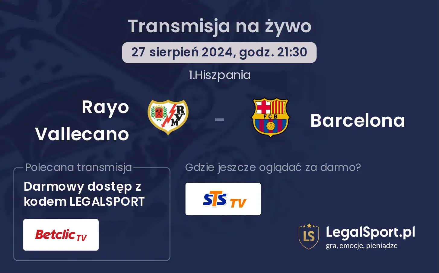 Rayo Vallecano - Barcelona transmisja na żywo