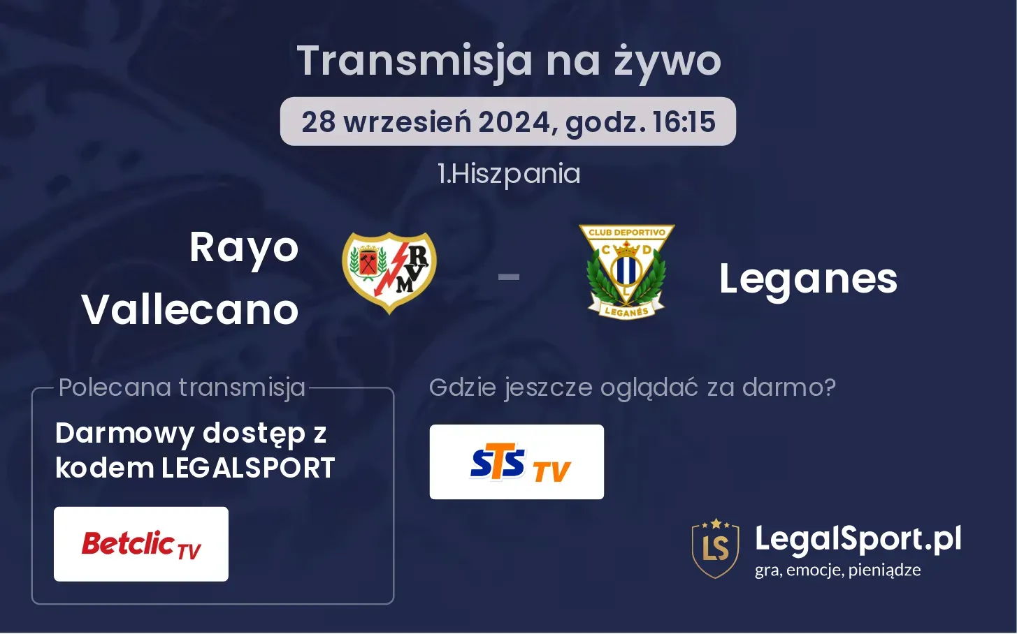 Rayo Vallecano - Leganes transmisja na żywo