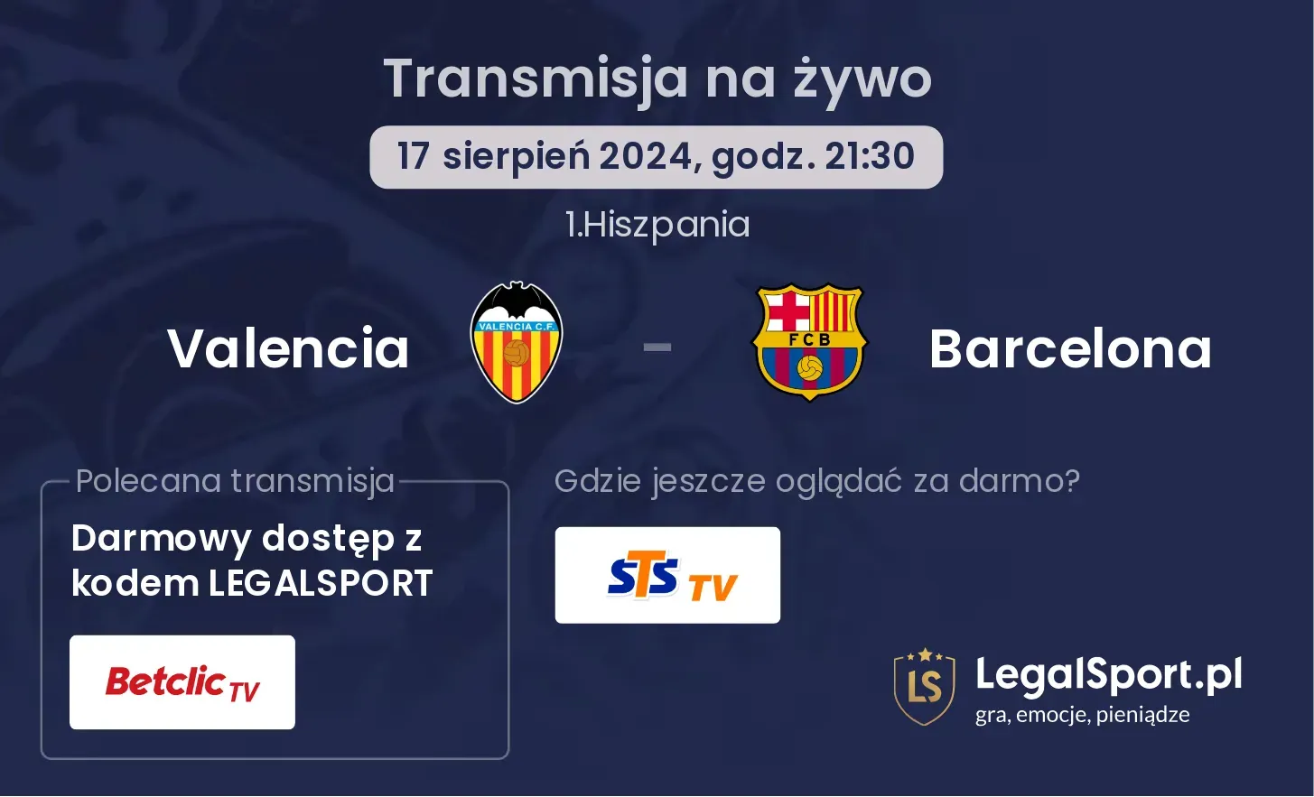 Valencia - Barcelona transmisja na żywo