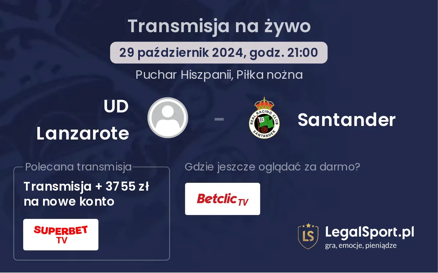 UD Lanzarote - Santander transmisja na żywo