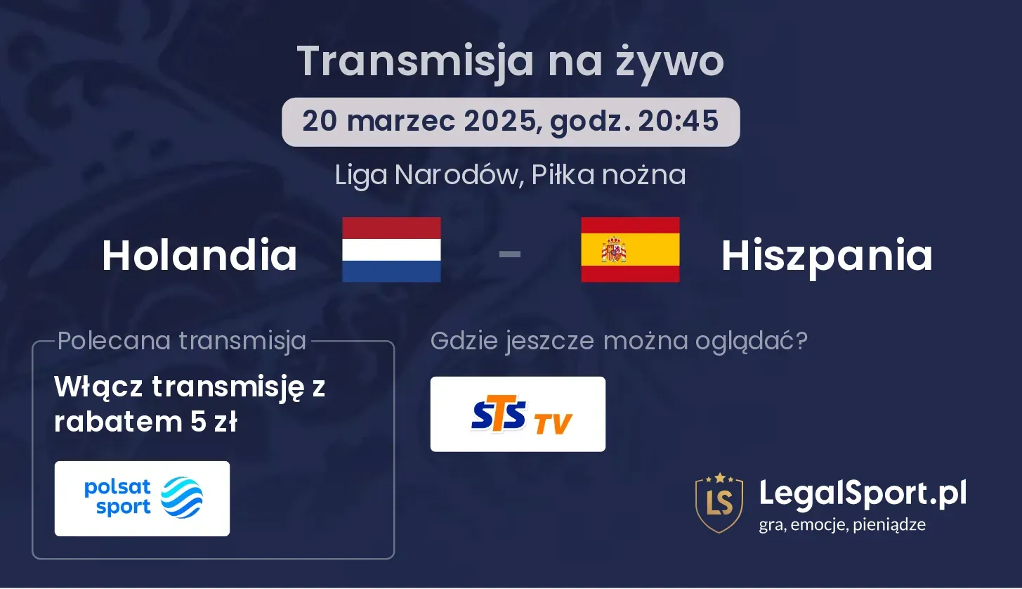 Holandia - Hiszpania transmisja na żywo