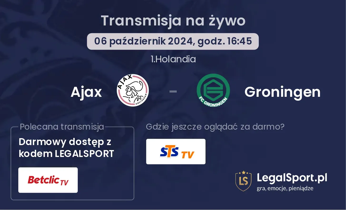 Ajax - Groningen transmisja na żywo