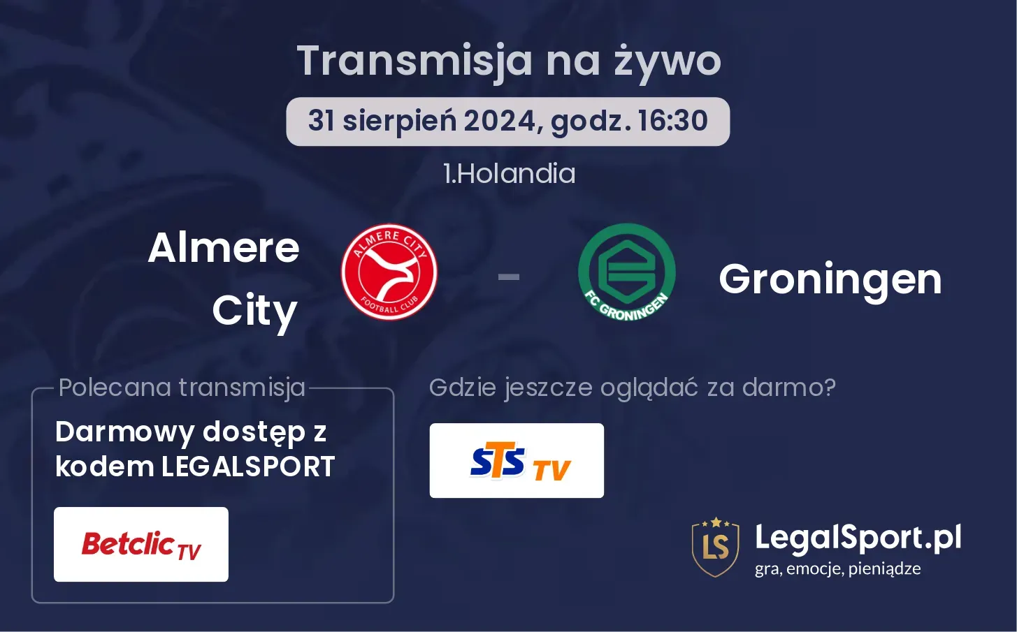 Almere City - Groningen transmisja na żywo