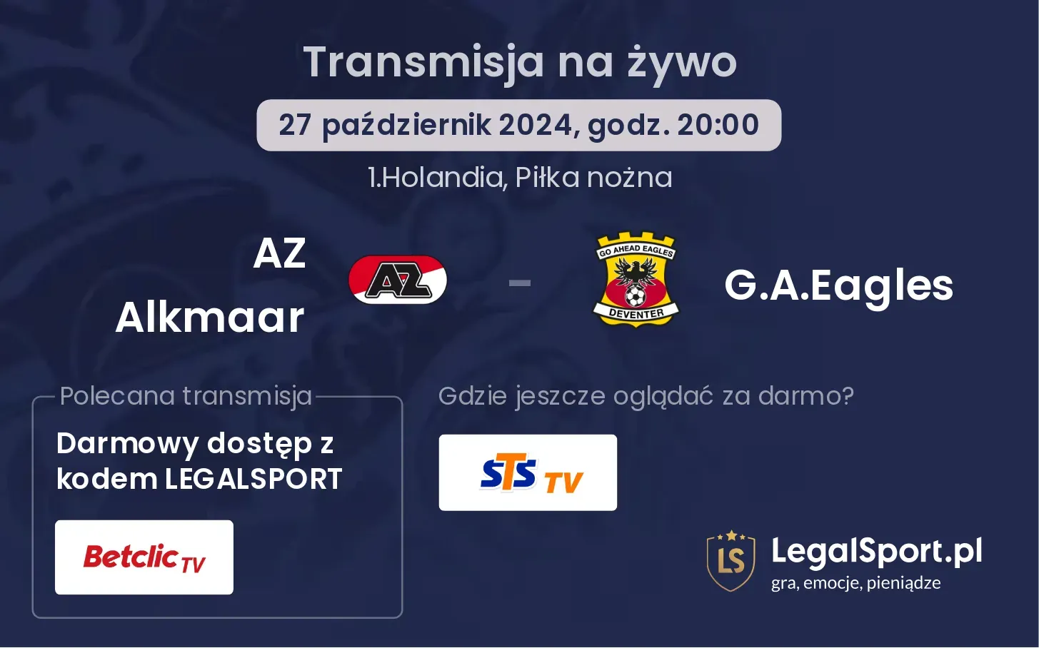 AZ Alkmaar - G.A.Eagles transmisja na żywo