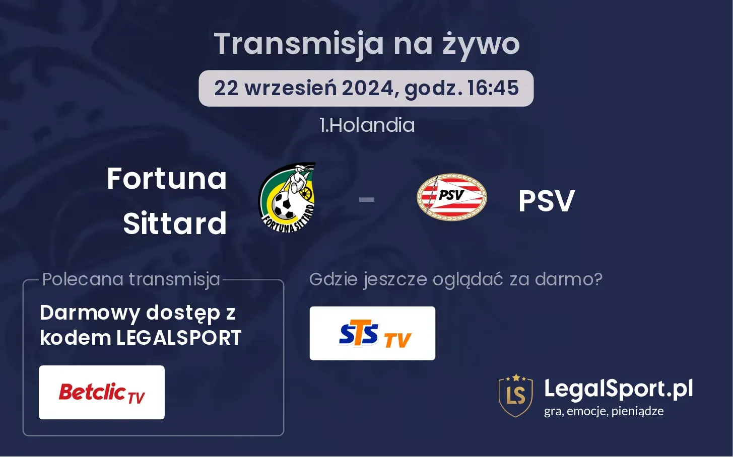 Fortuna Sittard - PSV transmisja na żywo