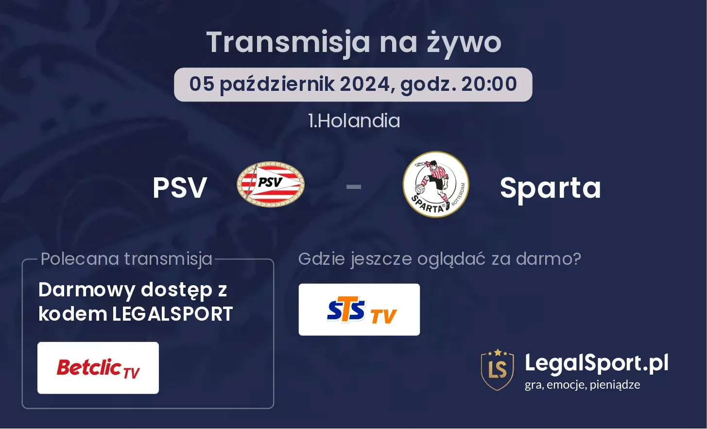 PSV - Sparta transmisja na żywo