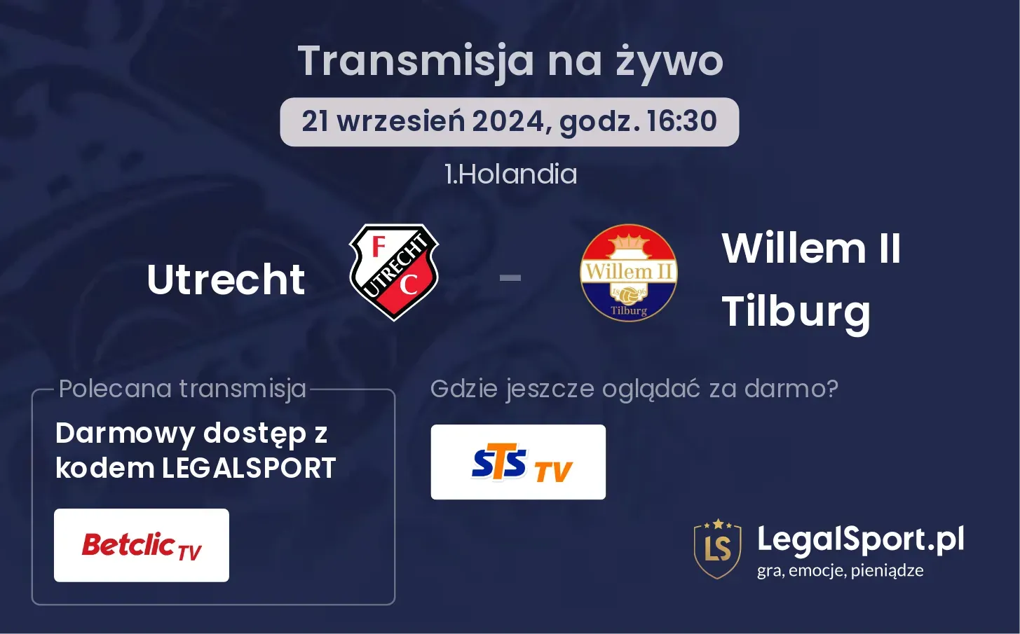 Utrecht - Willem II Tilburg transmisja na żywo