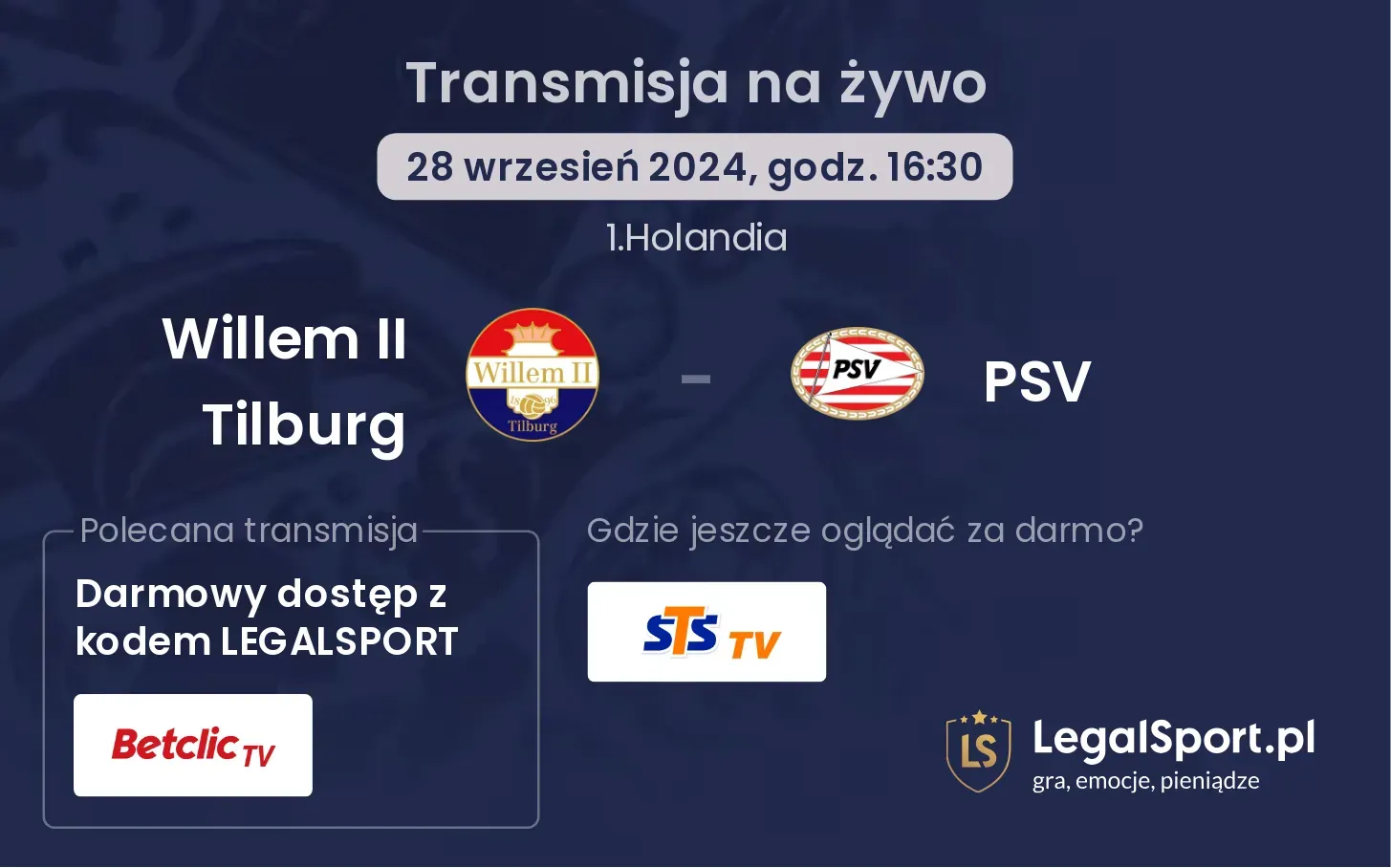 Willem II Tilburg - PSV transmisja na żywo