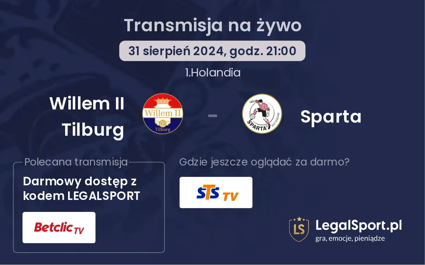 Willem II Tilburg - Sparta transmisja na żywo