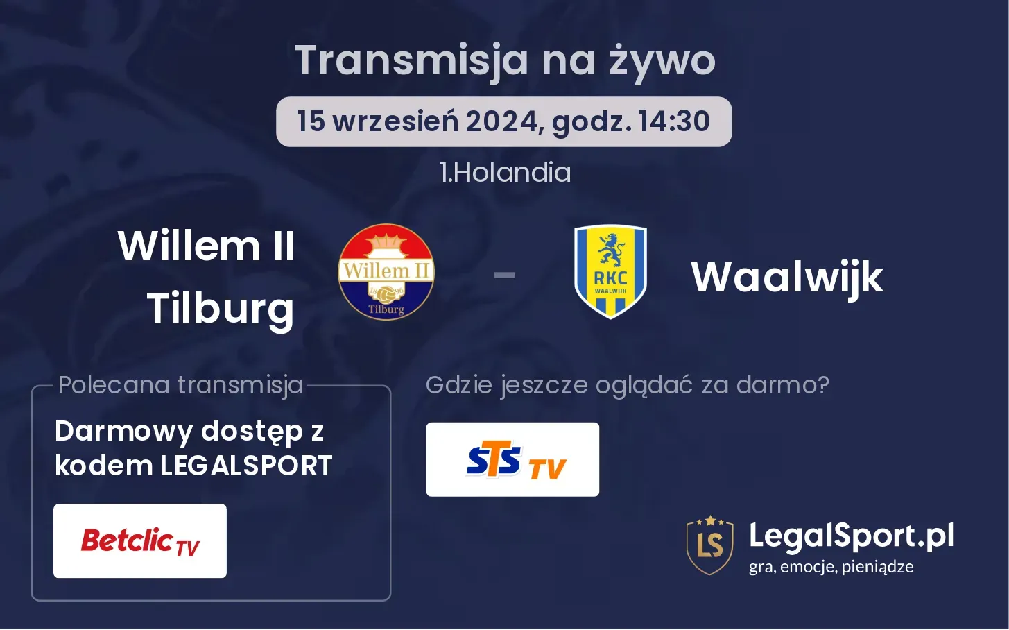 Willem II Tilburg - Waalwijk transmisja na żywo