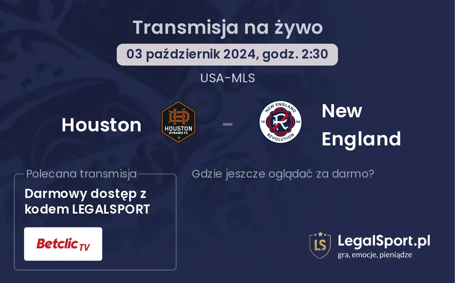 Houston - New England gdzie oglądać? 03.10, godz. 02:30