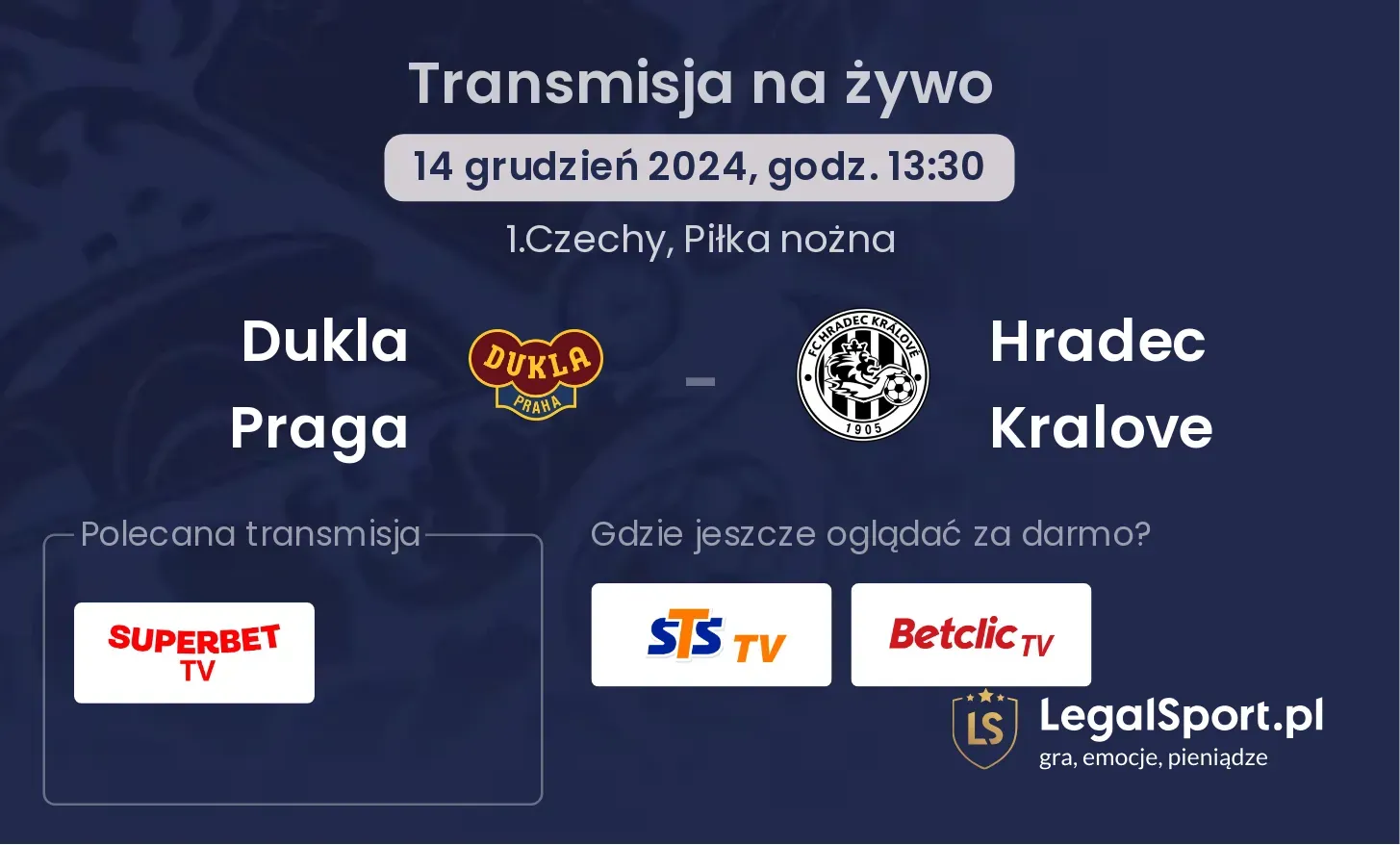 Dukla Praga - Hradec Kralove gdzie oglądać?