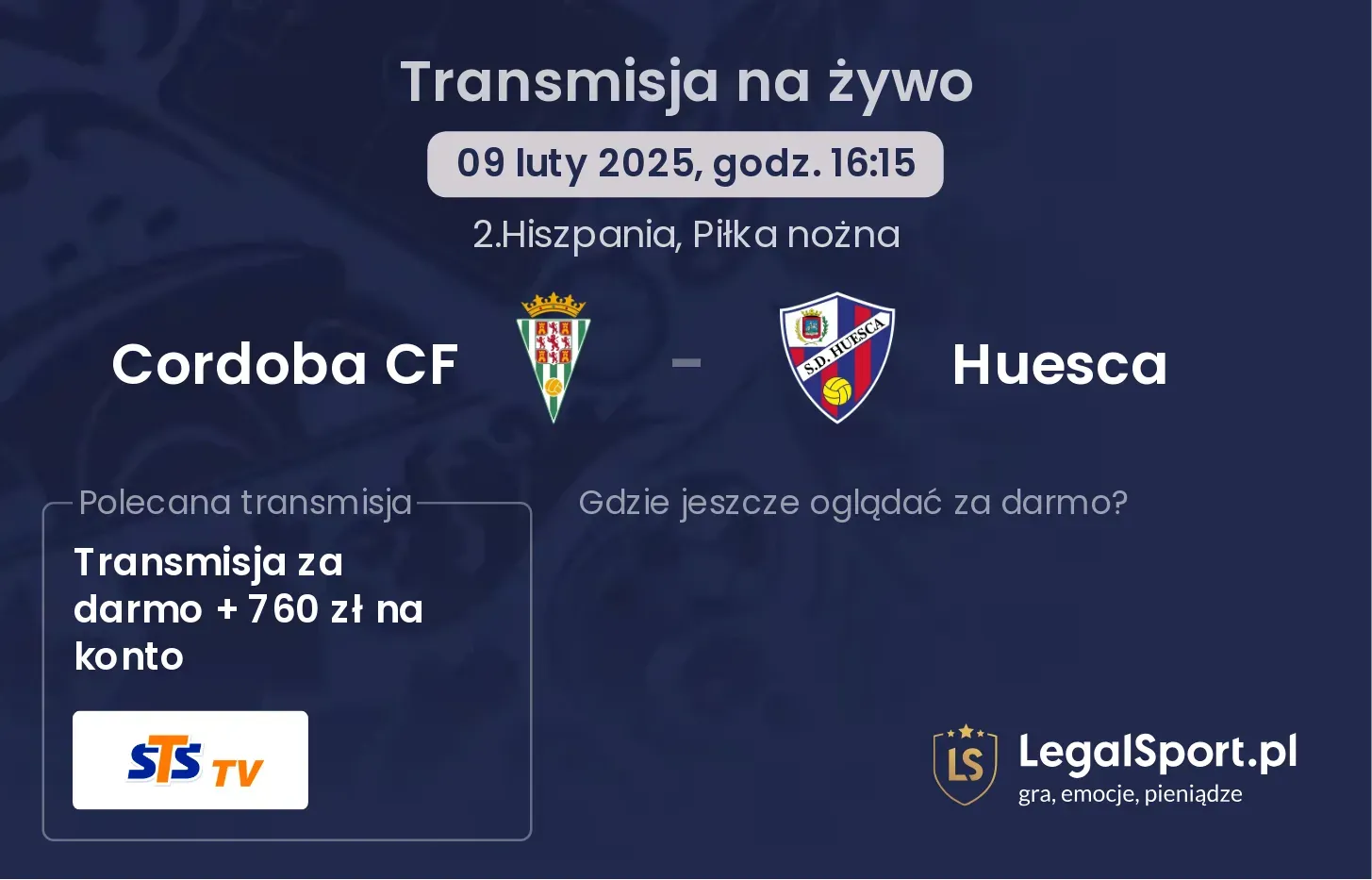 Huesca - Cordoba CF gdzie oglądać? 23.09, godz. 20:30