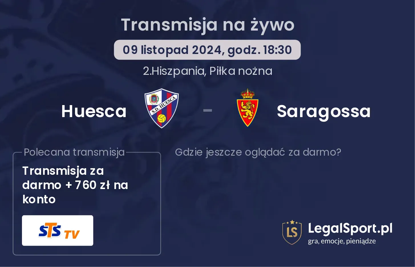 Huesca - Saragossa transmisja na żywo