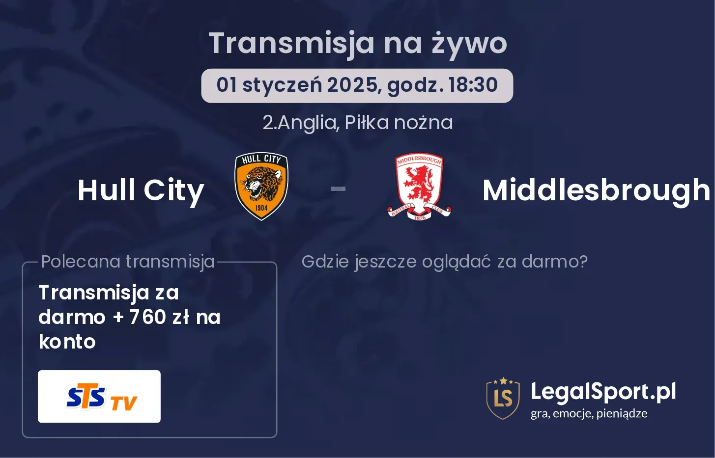 Hull City - Middlesbrough transmisja na żywo