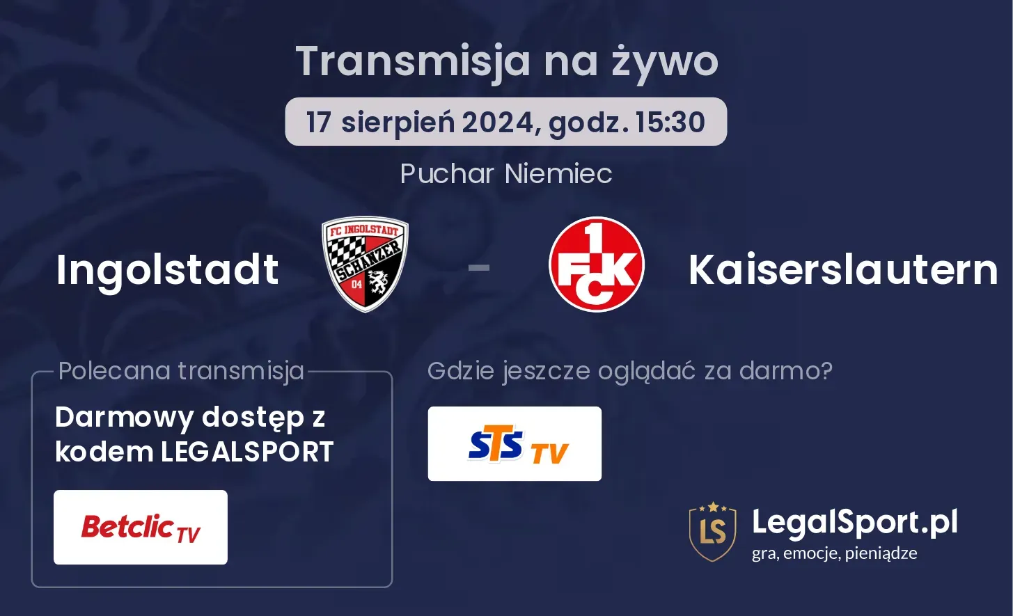 Ingolstadt - Kaiserslautern transmisja na żywo